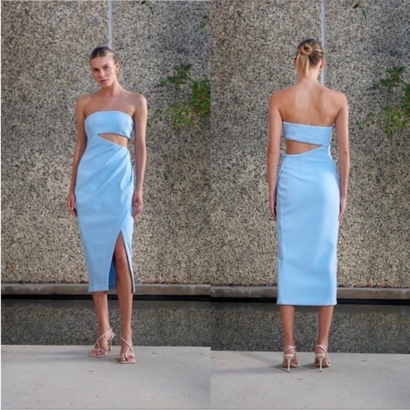 MISHA Blue Medora Strapless Cut Out Dress 10 - Picture 1 of 12